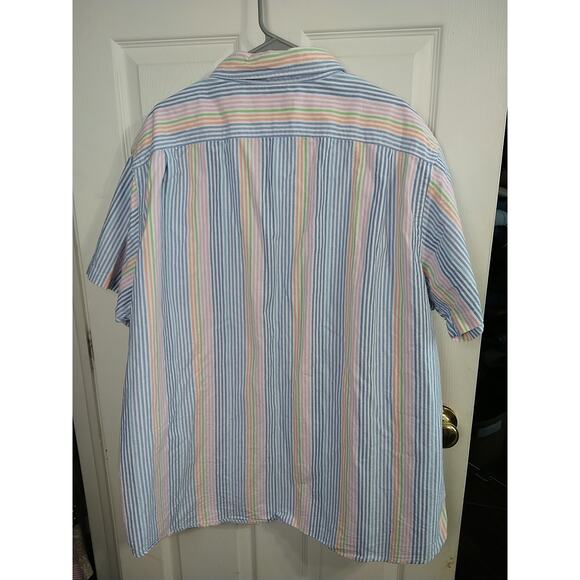Cremieux Men's 3XB Candied Striped Collared Short Sleeve Pocket Shirt - Picture 9 of 9